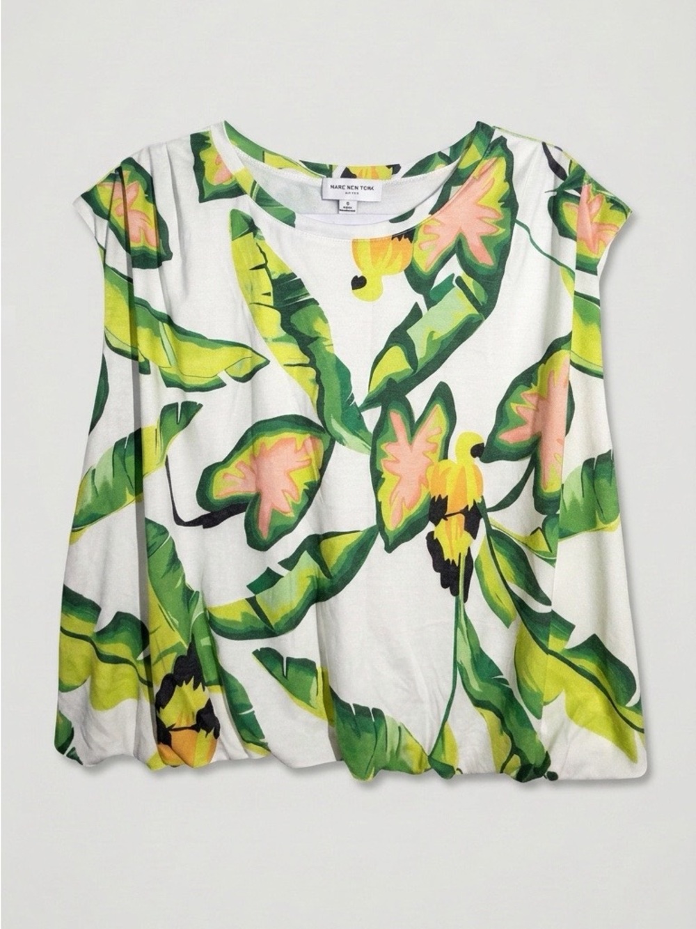 NWT- Marc New York Tropical Printed Bubble Tank Top - White, Green, Yellow, Oran